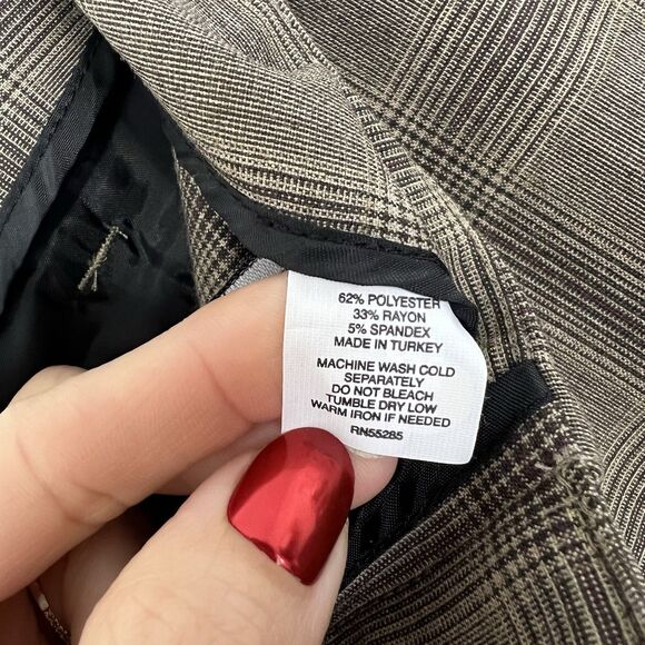 Express Editor Flare Leg Trouser Low Rise Sexy Waist Plaid NEW Size 4 Tan Brown - Picture 10 of 11